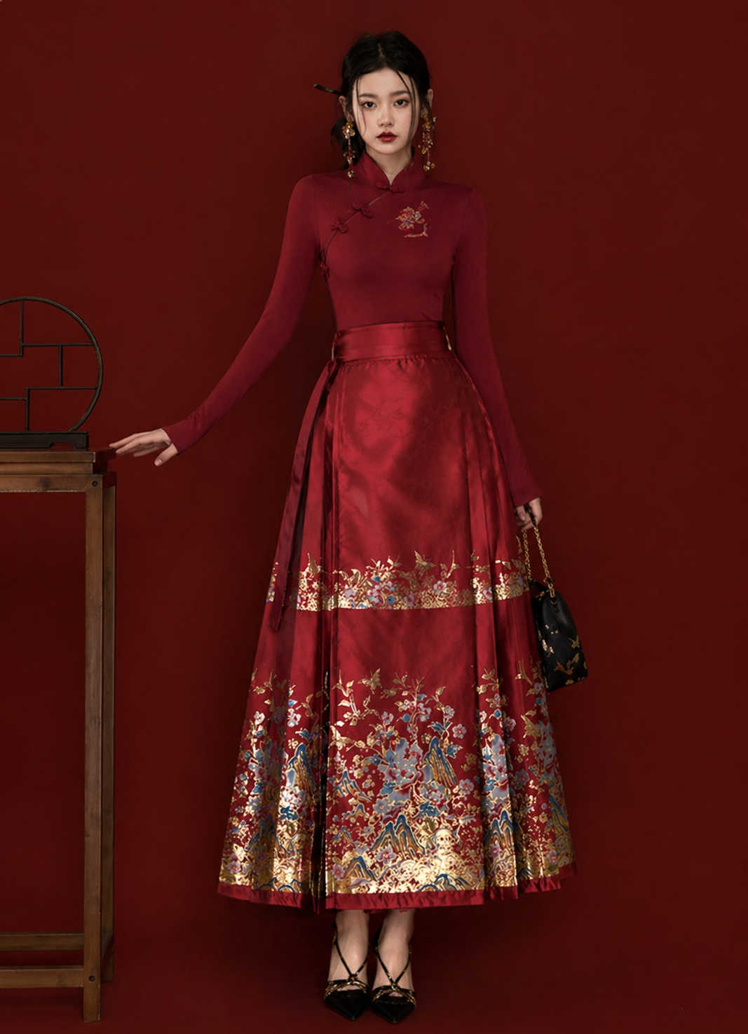 Red Ming-Style Mamian Skirt