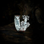 S925 pure silver Taoist ornament, Ziwei taboo Bagua Taoist magic sword ring, cinnabar national trend new Chinese style adjustable ring