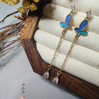 Two-Tone Parrot Feather Butterfly Stud Earrings