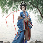 [Tiao Tiao 迢迢] Warring States Style | Trailing Hanfu robe | Straight-Hem | Bixi | Embroidery