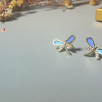 Two-Tone Parrot Feather Dragonfly Stud Earrings