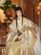[Ling Ze 灵泽] Ming Dynasty | Round-neck Robe | Gold-thread Embroidery | Unisex