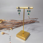Parrot & Peacock Feather Tassel Teardrop Stud Earrings