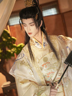 [Ling Ze 灵泽] Ming Dynasty | Round-neck Robe | Gold-thread Embroidery | Unisex