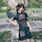 [Heart Abyss 心之渊] Teardrop Neck Qipao Mini Dress | Modern Chinese | Slim Fit | Summer