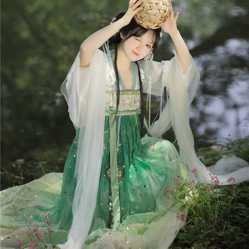 [Xiao Liuer 小柳儿] Tang Dynasty | Gilded One-piece Qixiong Hanfu Set