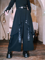[Blue Tears 蓝眼泪] Double-Layer Irregular Embroidered Wide-Leg Pants