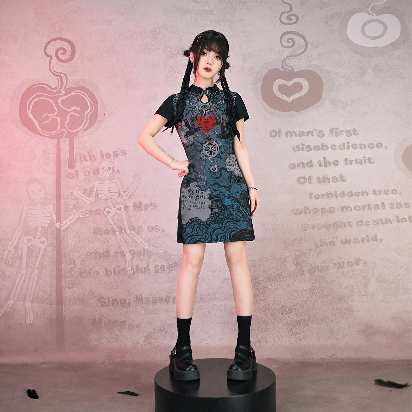 [Heart Abyss 心之渊] Teardrop Neck Qipao Mini Dress | Modern Chinese | Slim Fit | Summer
