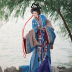 [Tiao Tiao 迢迢] Warring States Style | Trailing Hanfu robe | Straight-Hem | Bixi | Embroidery