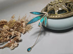 Peacock Feather Bamboo Leaf Chinese Hair Pin with Pearl